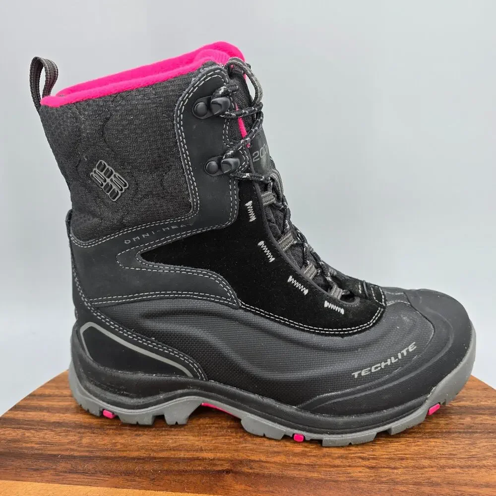 Columbia Bugaboot Winter Boots Womens 9 Black Leather Waterproof Insulated